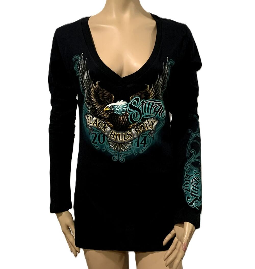 Sturgis Black Hills Rally 2014 Womens V-Neck T-Shirt XL by Hot Leathers Apparel